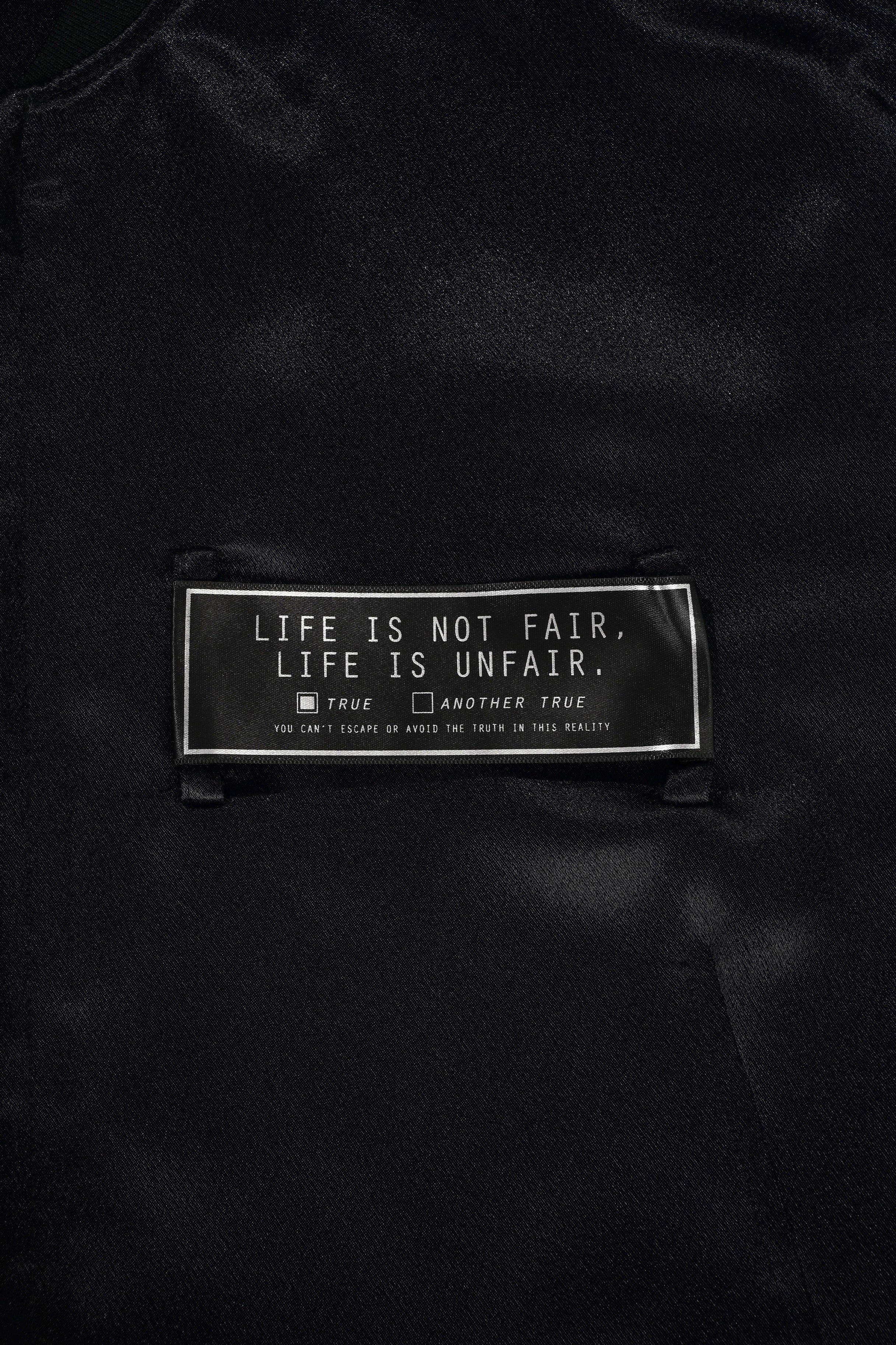 "LIFE IS NOT FAIR" ZIP BLOUSON