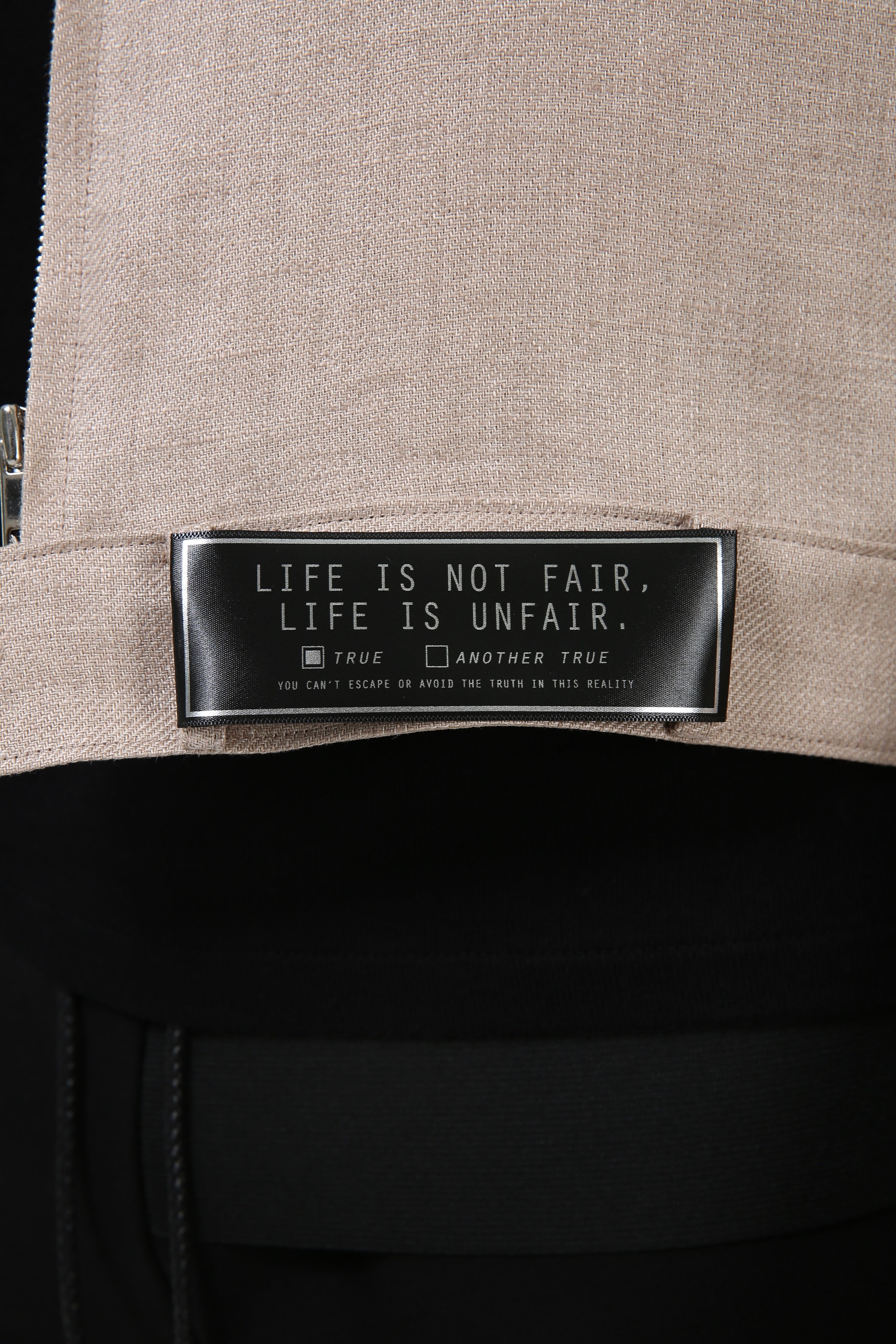 "LIFE IS NOT FAIR" LINEN ZIP JACKET